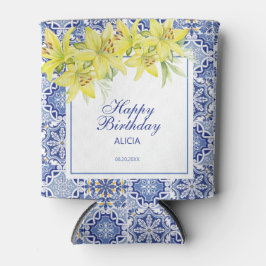 Chic Blue Portugese Azulejo Gele Lelie Blikjeskoeler