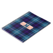 Chic Blue Pset Tartan Coral Pink Monogram Script Notitieboek (Linkerzijde)