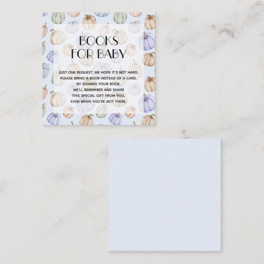 Chic Blue Pumpkins Boy Baby shower Book Request Informatiekaartje (Voorkant / Achterkant)