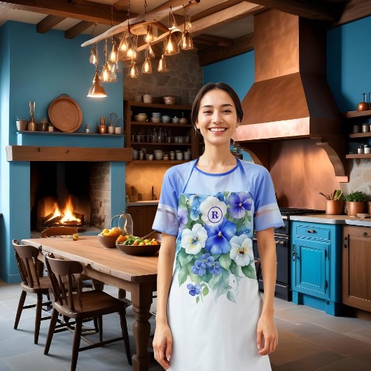 Chic Blue & Purple Shades Elegant Pansies Floral Schort