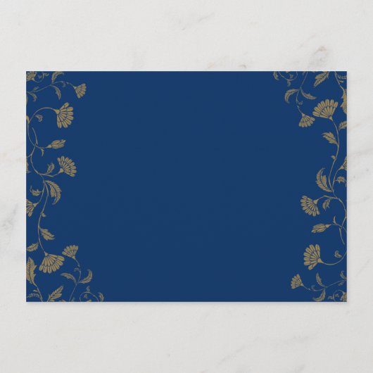 Chic Blue QR Code Wedding Kaart Invoegen (Achterkant)