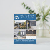 Chic Blue Real Estate Company House Listing Briefkaart (Staand voorkant)
