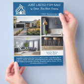 Chic Blue Real Estate Home Listing 2 Sided Flyer (Hand)