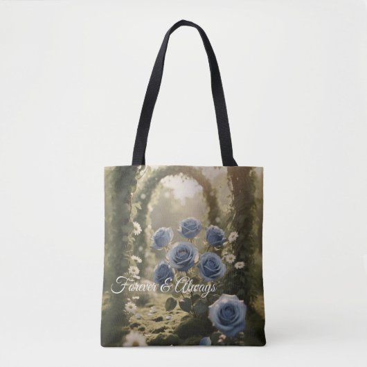 Chic Blue Roos Design – Stijlvolle bloemen aanpass Tote Bag (Voorkant)