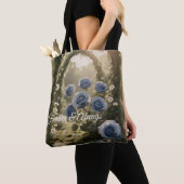 Chic Blue Roos Design – Stijlvolle bloemen aanpass Tote Bag (Dichtbij)