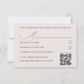 Chic Blue & Roos Gold Foliage RSVP QR code Trouwen (Achterkant)
