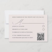 Chic Blue & Roos Gold Foliage RSVP QR code Trouwen Kaartje (Achterkant)
