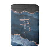 Chic Blue Roos Gold Glitter Agate Custom Monogram Badmat (Voorkant Verticaal)