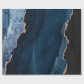 Chic Blue Roos Gold Glitter Agate Custom Monogram Cadeaupapier (Vlak)