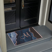 Chic Blue Roos Gold Glitter Agate Custom Monogram