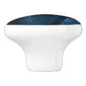 Chic Blue Roos Gold Glitter Agate Custom Monogram Keramische Knop (Zijkant)