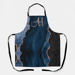 Chic Blue Roos Gold Glitter Agate Custom Monogram Schort