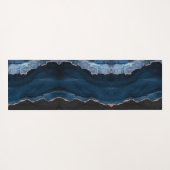 Chic Blue Roos Gold Glitter Agate Custom Monogram Yogamat (Achterkant (horizontaal))