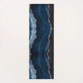 Chic Blue Roos Gold Glitter Agate Custom Monogram Yogamat (Achterkant)