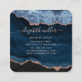 Chic Blue Roos Gold Glitter Agate Script Monogram Vierkante Visitekaartje (Achterkant)