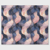 Chic Blue Roze Abstracte Verjaardag Cadeaupapier (Vlak)