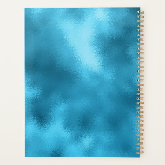 Chic Blue roze irdescent glitter monogram Planner (Achterkant)