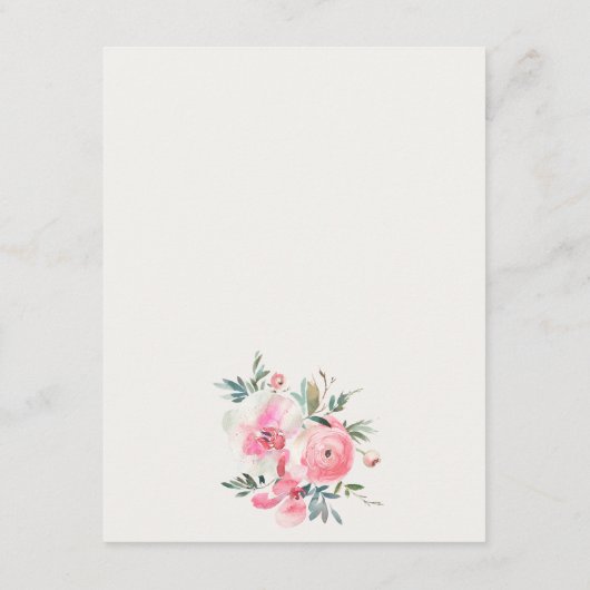 Chic Blue Roze Roze Orchid Floral Weddenschap Deta Informatiekaartje (Achterkant)