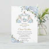 Chic Blue Rozen Princess Carriage Baby shower Kaart (Staand voorkant)