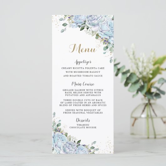 Chic  Blue Rozen Princess Carriage Menu (Staand voorkant)