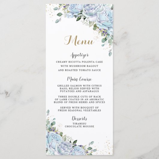 Chic  Blue Rozen Princess Carriage Menu (Voorkant)