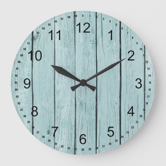 Chic Blue Rustic Faux Hood Grote Klok (Voorkant)