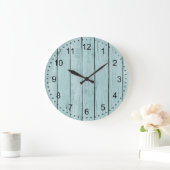 Chic Blue Rustic Faux Hood Grote Klok (Huis)