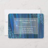 Chic Blue Satin Weddenschap RSVP Kaartje (Voorkant)