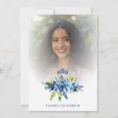 Chic Blue Shades Flowers & Foliage Princess Tiara  Kaart (Voorkant)