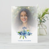 Chic Blue Shades Flowers & Foliage Princess Tiara  Kaart (Staand voorkant)