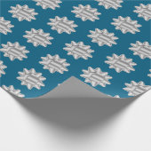 Chic Blue Silver Bows Glitter Kerstmis Cadeaupapier (Hoek)