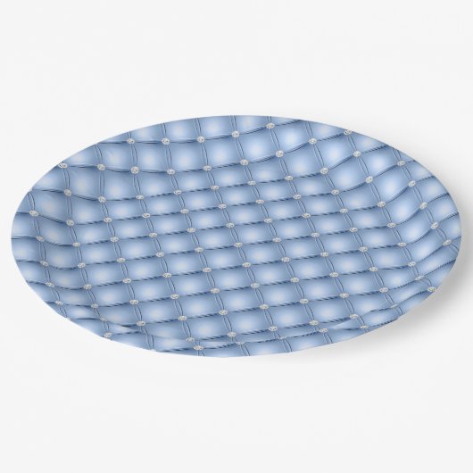 Chic Blue Silver Faux Tufted Papieren Bordje (Gekanteld)