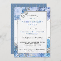 Chic Blue Silver Floral  Jubileum
