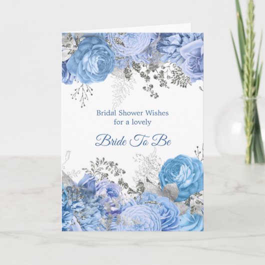Chic Blue Silver Floral Vrijgezellenfeest Kaart (Voorkant)