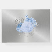 Chic Blue Silver Floral  Wedding Gastenboek (Achterkant)
