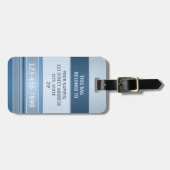 Chic Blue Silver Metallic Stripe Bagagelabel (Voorkant horizontaal)