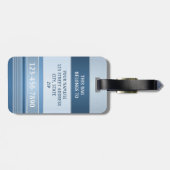 Chic Blue Silver Metallic Stripe Bagagelabel (Achterkant horizontaal)