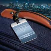 Chic Blue Silver Metallic Stripe Bagagelabel