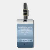 Chic Blue Silver Metallic Stripe Bagagelabel (Voorkant verticaal)