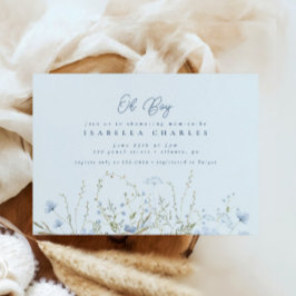 Chic Blue Sky Wildflower Boy Baby shower Kaart