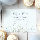Chic Blue Sky Wildflower Boy Baby shower Kaart