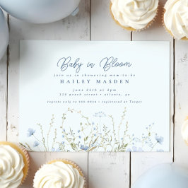 Chic Blue Sky Wildflower Boy Baby shower Kaart