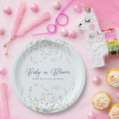Chic Blue Sky Wildflower Boy Baby shower Papieren Bordje (Feest)