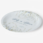 Chic Blue Sky Wildflower Boy Baby shower Papieren Bordje (Gekanteld)