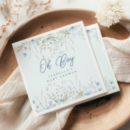 Chic Blue Sky Wildflower Boy Baby shower Servet