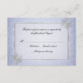 Chic Blue Snowflake Weddenschapskaart RSVP Kaartje