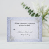 Chic Blue Snowflake Weddenschapskaart RSVP Kaartje (Staand voorkant)