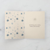 Chic Blue Snowflakes Brown Hair Female Kaart (Binnen)