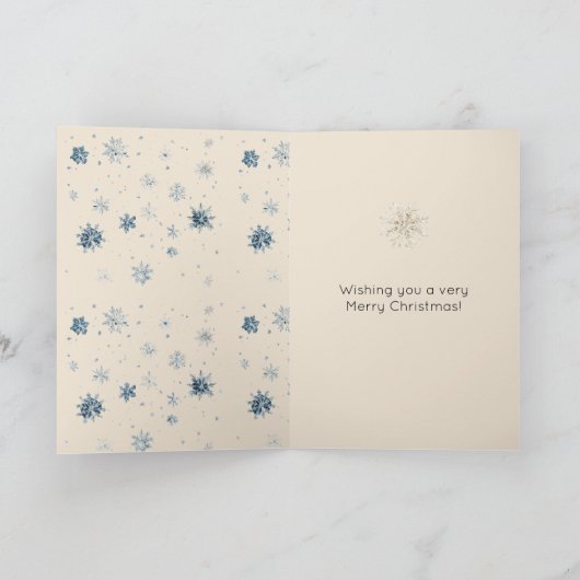 Chic Blue Snowflakes Brown Hair Female Kaart (Binnen)