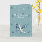 Chic Blue Snowflakes High Heels Kaart (Gele Bloem)